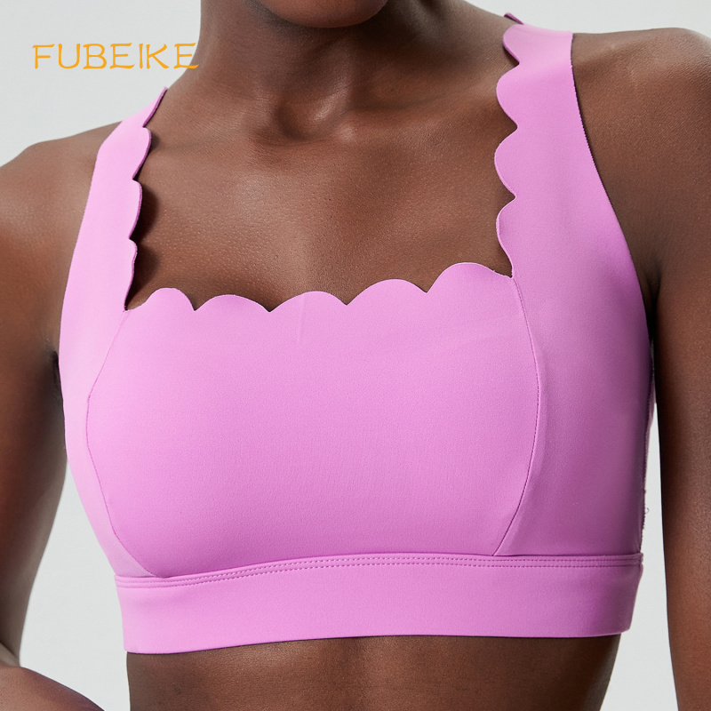 Sports Bra Racerback - Fubeike pequena onda dupla alça de