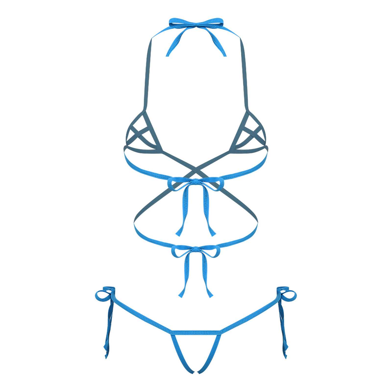 Lace Bralette Set - Conjunto de biquíni feminino transparente com