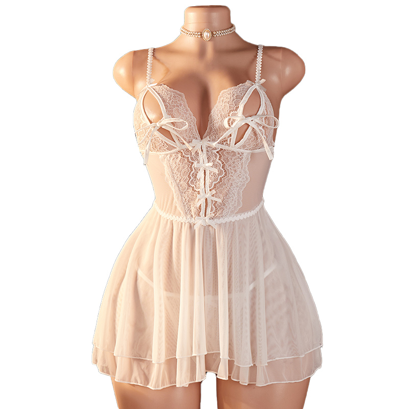 Lace Bralette Set - Lingerie Transparente Sexy para Mulheres, Vestido