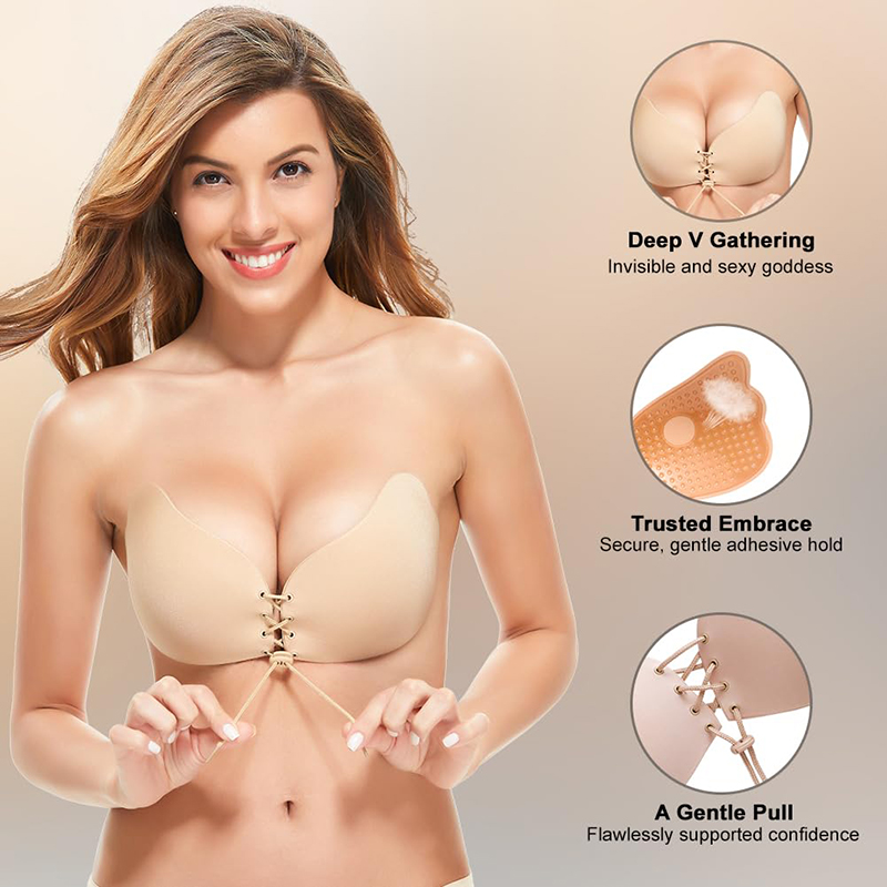 Plunge Bra Push Up - 1/2 pares feminino verão sem costas