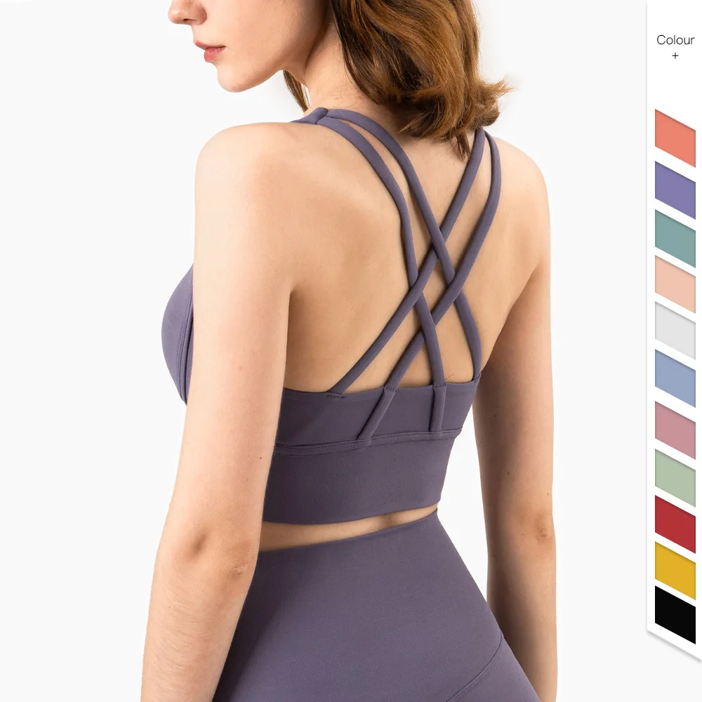 Sports Bra Racerback - Moda verão cruz de volta feminino