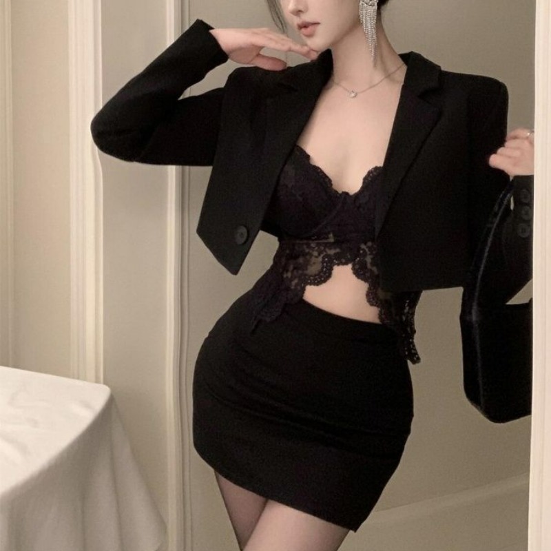 Preto primavera blazer renda b - Lace Bralette Set avaliação e preço