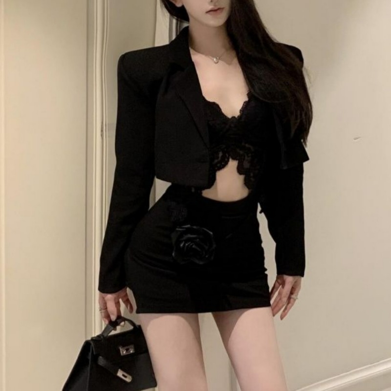 Preto primavera blazer renda b - Lace Bralette Set avaliação e preço