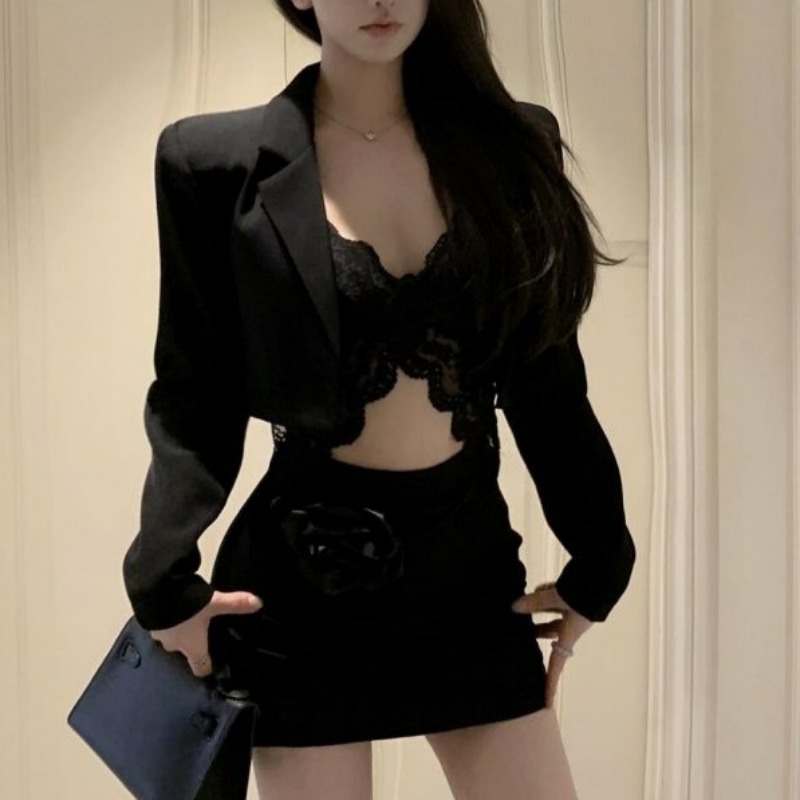 Preto primavera blazer renda b - Lace Bralette Set avaliação e preço