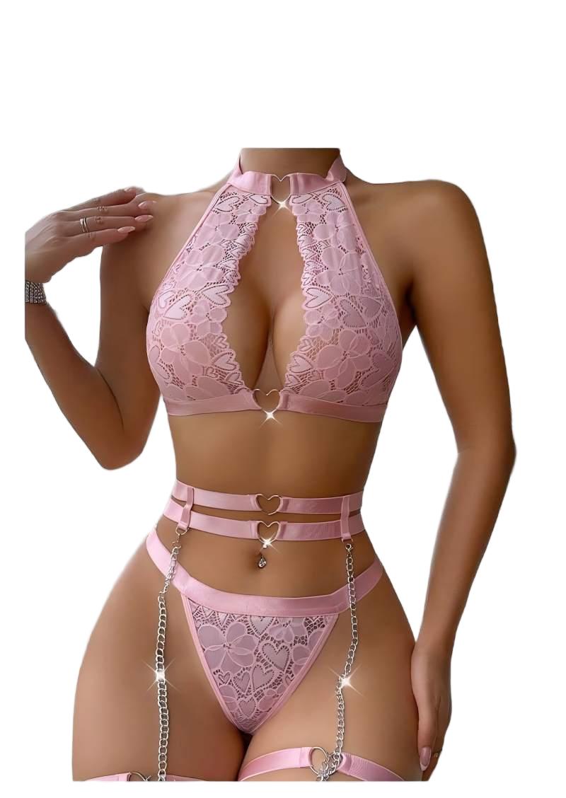 Conjunto de Lingerie Sexy com  - Lace Bralette Set avaliação e preço