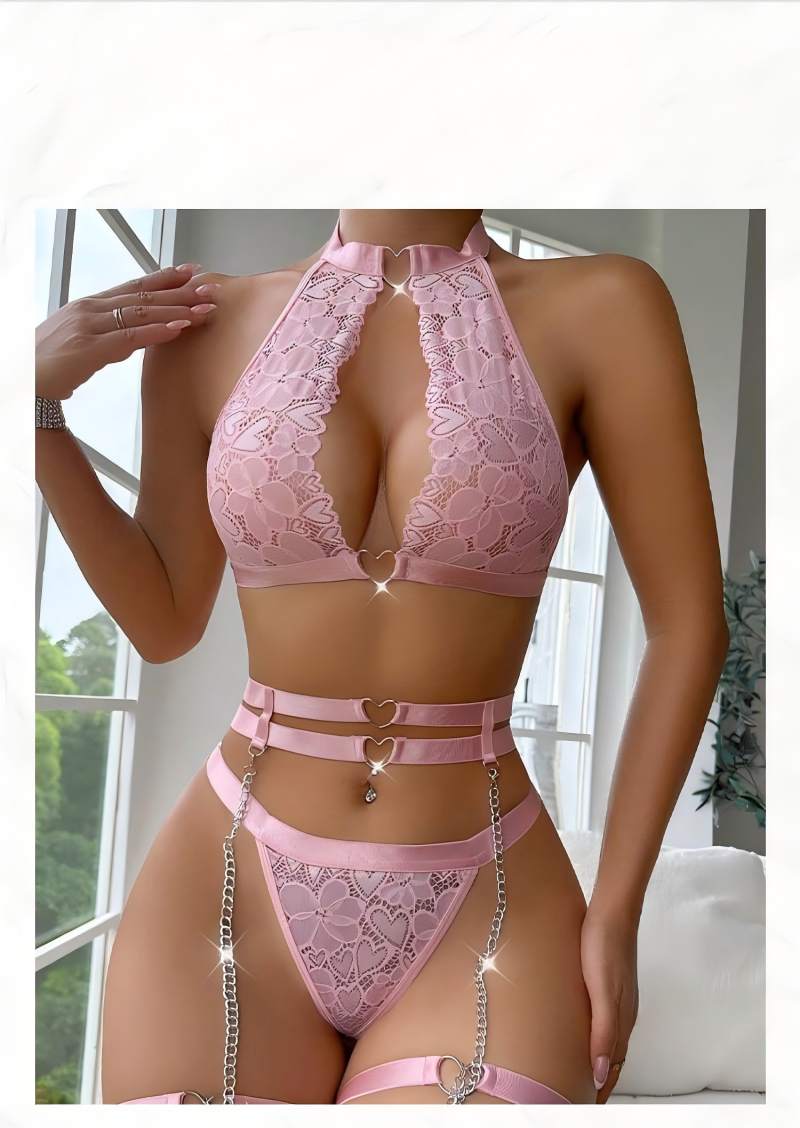 Conjunto de Lingerie Sexy com  - Lace Bralette Set avaliação e preço