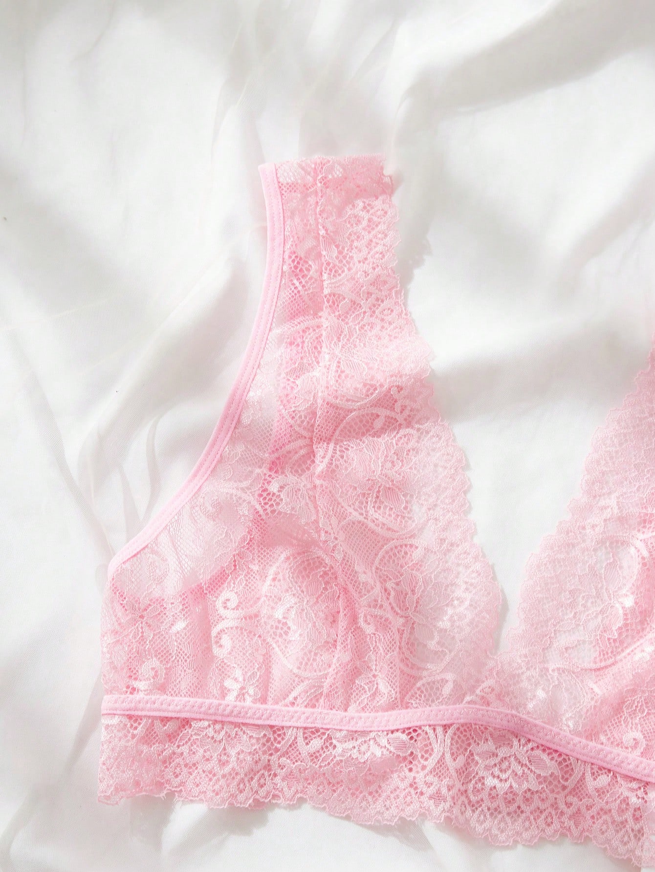 Conjunto de Lingerie Rosa em R - Lace Bralette Set avaliação e preço