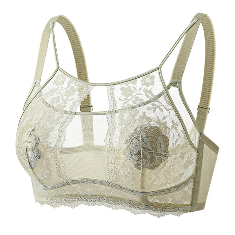 Moda malha flor sem fio profun - Sheer Mesh Bra avaliação e preço