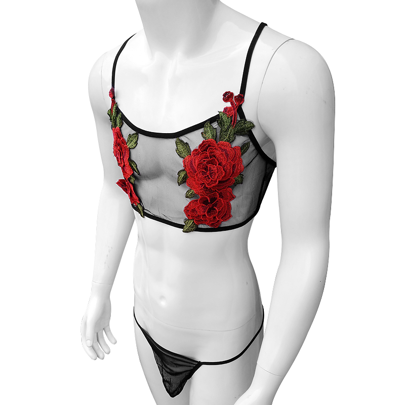 Sexy bordado masculino ver atr - Sheer Mesh Bra avaliação e preço